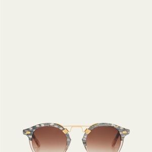 Krewe St. Louis Round Gradient Acetate Aviator Sunglasses